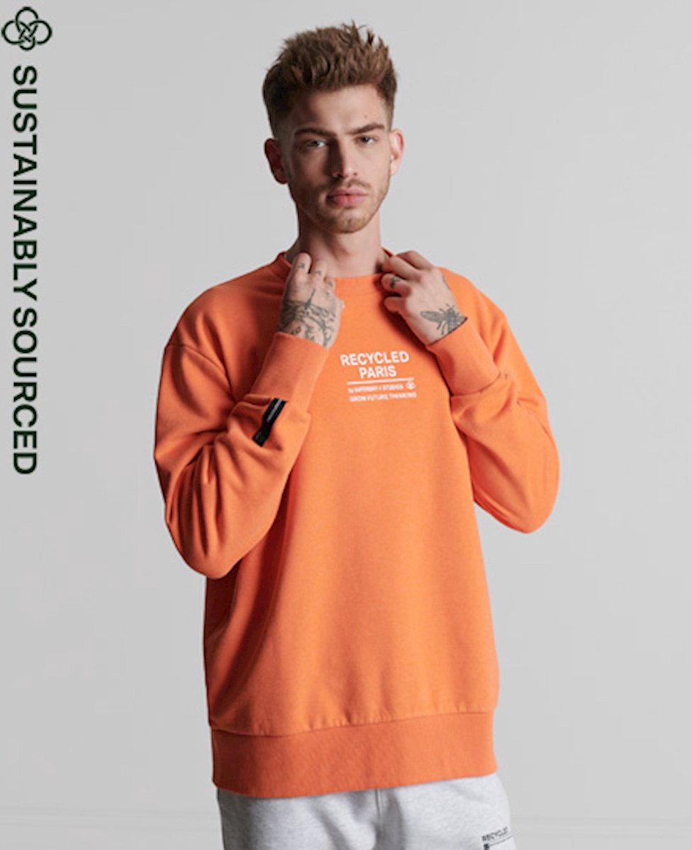 Superdry Heren Trui Recycled City sweatshirt met ronde hals 7hg – Tangerine Marl