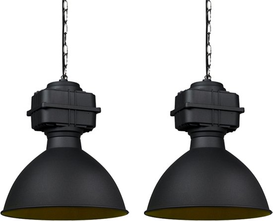 QAZQA sicko - Industriele Hanglamp - 2 stuks - H 1500 mm - Zwart - Industrieel - Woonkamer | Slaapkamer | Keuken