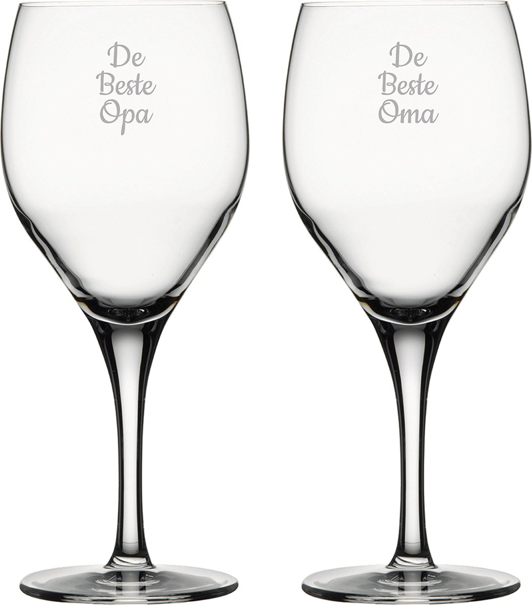 Gegraveerde Rode wijnglas 42,5cl De Beste Opa-De Beste Oma