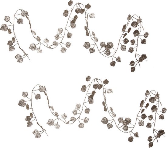 4x couronnes de Noël / guirlandes avec des feuilles champagne 200 cm - Guirlandes de Noël/ guirlandes de Noël