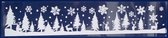 1x stuks velletjes kerst raamstickers sneeuw landschap 58,5 cm - Raamversiering/raamdecoratie stickers kerstversiering