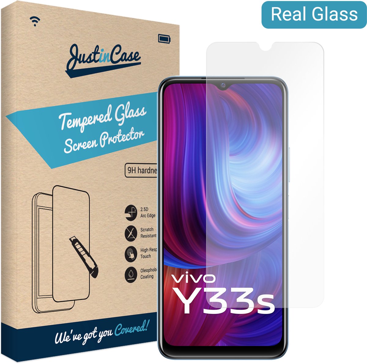 Just in Case screenprotector geschikt voor vivo Y33s - Screenprotector Gehard Glas