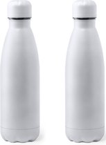 4x Stuks Rvs waterfles/drinkfles wit met schroefdop 790 ml - Sportfles - Bidon