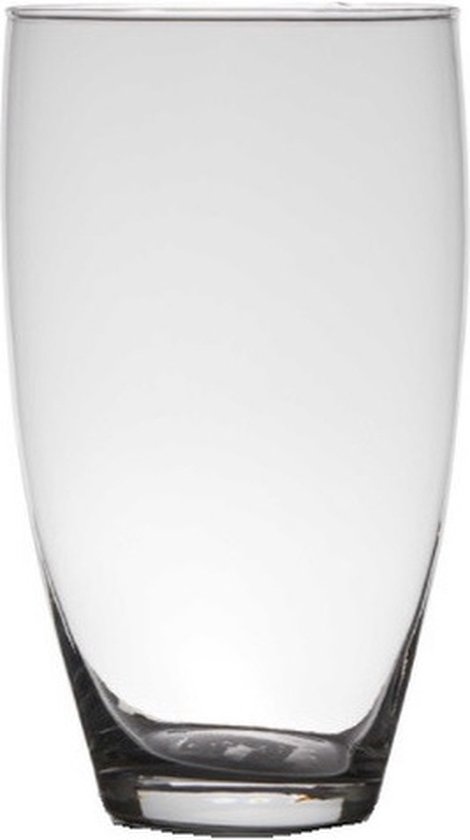 Vaas - transparant - 25 x 14 cm - glas - home-basics - vazen - bloemenvaas - Bloemen/takken/boeketten vaas voor binnen gebruik