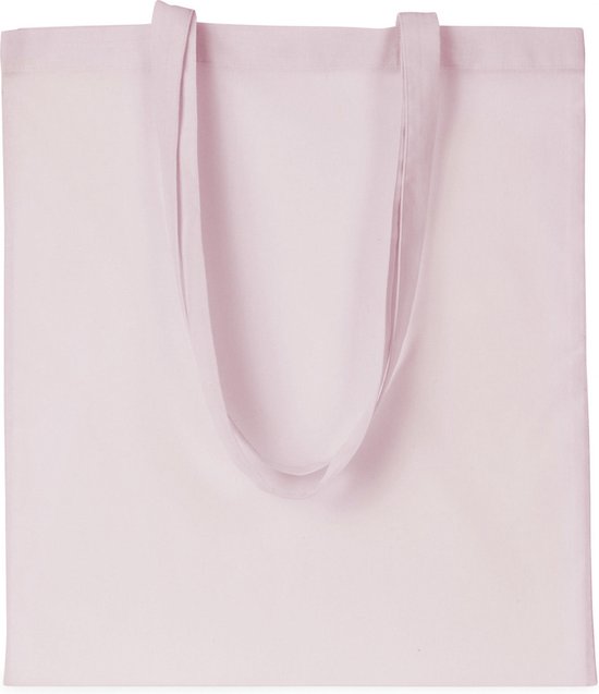 30x stuks basic katoenen schoudertasje in het lichtroze 38 x 42 cm met lange hengsels - Boodschappentassen - Goodie bags