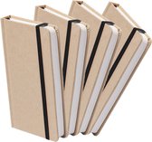Set van 4x stuks luxe schriften/notitieboekje zwart met elastiek A5 formaat - blanco paginas - opschrijfboekjes - 100 paginas
