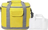 Koeltassen set draagtas/schoudertas geel/wit 22 en 4 liter - Koeltassen