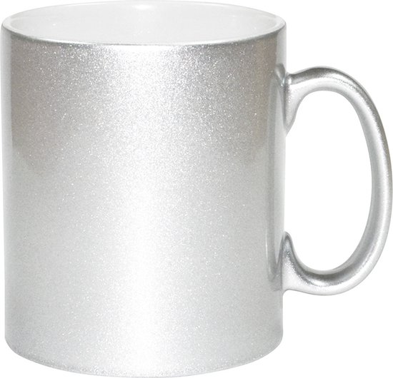 2x zilveren koffie/ thee mokken 330 ml - geschikt voor sublimatie drukken -  Zilveren... | bol.com