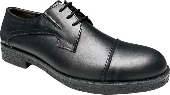 Herenchoenen- Veterschoenen- Nette schoenen 012- Leather- Zwart- Maat 42
