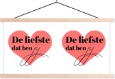 Posterhanger incl. Poster 60x30 cm - Schoolplaat - Quotes - Liefde - De liefste dat ben jij - Spreuken - Textielposter - Blanke latten