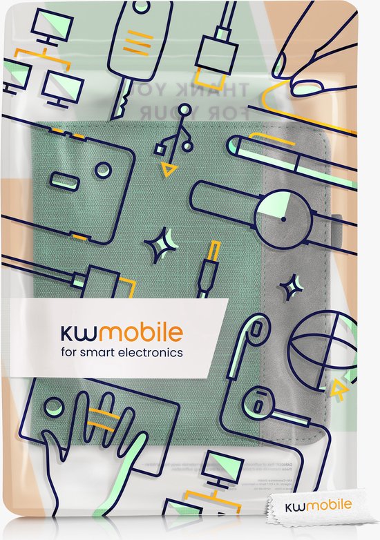 kwmobile flip cover voor e-reader - geschikt voor Tolino Vision 6 - Van imitatieleer en -suède - In donkergroen / donkergrijs van kwmobile — afbeelding 4