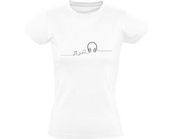 Koptelefoon met muzieknoten Dames T-shirt | muziek | instrumenten | zanger | dj | muziek luisteren | Wit