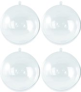 4x Transparante hobby/DIY kerstballen 8 cm - Knutselen - Kerstballen maken hobby materiaal/basis materialen