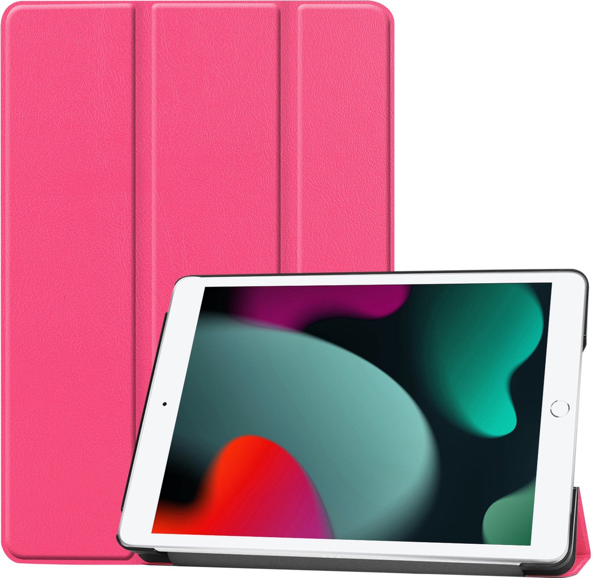 Hoesje Geschikt voor iPad 10.2 2019 Hoes Case Tablet Hoesje Tri-fold - Hoes Geschikt voor iPad 7 Hoesje Hard Cover Bookcase Hoes - Roze