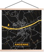 Posterhanger incl. Poster 120x120 cm - Schoolplaat - Ardenne - Plattegrond - Stadskaart - Kaart - Goud - Textielposter - Blanke latten - Plattegrond