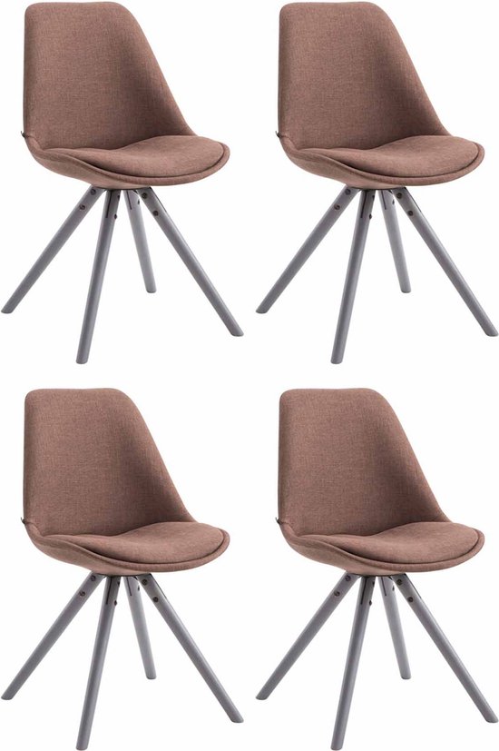 CLP Toulouse Set van 4 stoelen - Rond - Stof bruin grijs