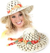 Toppers in concert - Multipak van 2x stuks flower Power Sixties Hipppie verkleed hoed stro voor dames