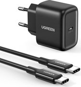 UGREEN Chargeur Rapide 25W PD + Câble USB-C vers USB-C 3A 2M Zwart