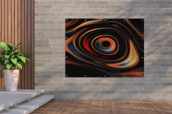Gouttes d'huile Oranje en forme circulaire affiche de jardin toile en vrac 160x120 cm - Toile de jardin / Toile d'extérieur / Peintures d'extérieur (décoration de jardin) XXL / Groot format!