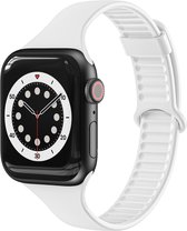 By Qubix TPU Slim Fit bandje - Wit - Geschikt voor Apple Watch 38mm - 40mm - 41mm - Compatible Apple watch bandje - smartwatch bandje - siliconen