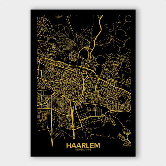 Poster Plattegrond Haarlem - Papier - | Wanddecoratie - Interieur - Art - Wonen - Schilderij - Kunst