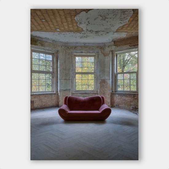 Poster Red Chair - Dibond - 100x140 cm  | Wanddecoratie - Interieur - Art - Wonen - Schilderij - Kunst