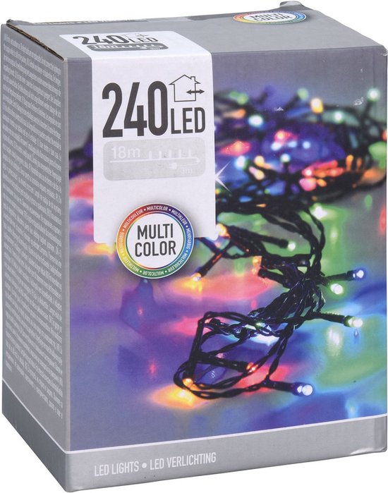 Foto: Kerstverlichting 240 led 18m multicolor binnen buiten groen snoer ip44