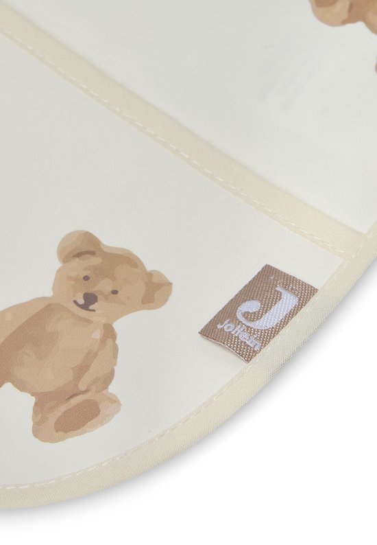 Jollein - Slab Waterproof met mouw (Teddy Bear) - Polyester - Polyurethaan - Slabbetjes Baby - 40 cm - Jollein