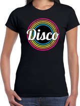 Disco verkleed t-shirt zwart voor dames - discoverkleed / party shirt - Cadeau voor een disco liefhebber XS