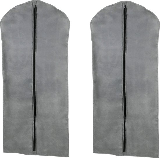 Set van 2x stuks grijze kledinghoes 60 x 137 cm - Kledinghoezen - Bescherm hoes voor kleding