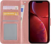 Hoes Geschikt voor iPhone 14 Hoesje Book Case Hoes Flip Cover Wallet Bookcase - Rosé goud