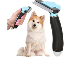 Springos Hondenkam | Hondenborstel | Furminator | 15 x 10,5 cm | Blauw/Zwart