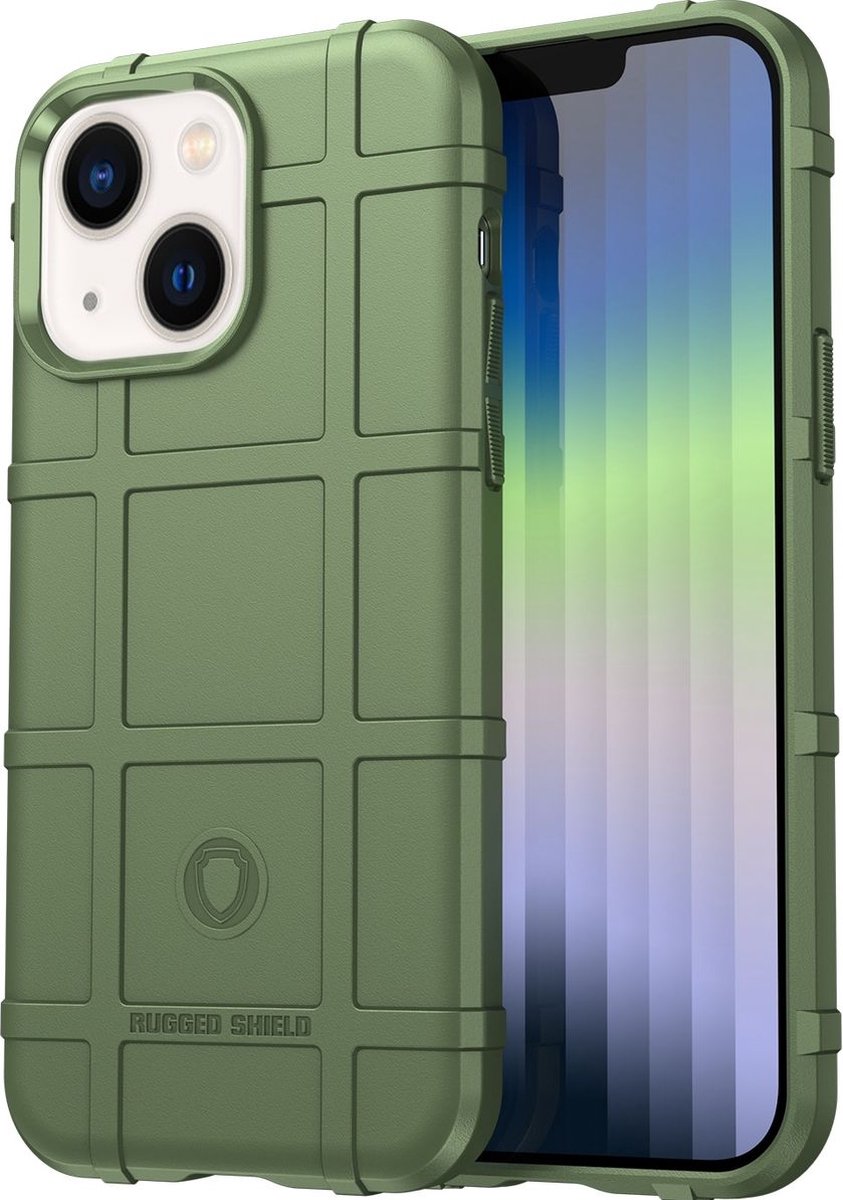 Mobigear Hoesje geschikt voor Apple iPhone 14 Plus Telefoonhoesje Flexibel TPU | Mobigear Rugged Shield Backcover Shockproof | Schokbestendig iPhone 14 Plus Telefoonhoesje | Anti Shock Proof - Groen
