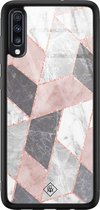 Casimoda® hoesje - Geschikt voor Samsung Galaxy A50 - Stone grid marmer / Abstract marble - Luxe Hard Case Zwart - Backcover telefoonhoesje - Multi