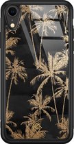 Casimoda® hoesje - Geschikt voor iPhone XR - Palmbomen - Luxe Hard Case Zwart - Backcover telefoonhoesje - Zwart