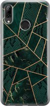 Casimoda® hoesje - Geschikt voor Huawei P Smart (2019) - Abstract Groen - Siliconen/TPU - Soft Case - Groen - Geometrisch patroon