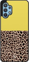 Casimoda® hoesje - Geschikt voor Samsung Galaxy A32 5G - Luipaard Geel - Zwart TPU Backcover - Luipaardprint - Geel