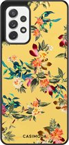 Casimoda® hoesje - Geschikt voor Samsung Galaxy A52 5G - Bloemen geel flowers - Zwart TPU Backcover - Bloemen - Geel
