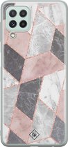 hoesje - Geschikt voor Samsung A22 4G - Stone grid marmer / Abstract marble - Backcover - Siliconen/TPU - Roze