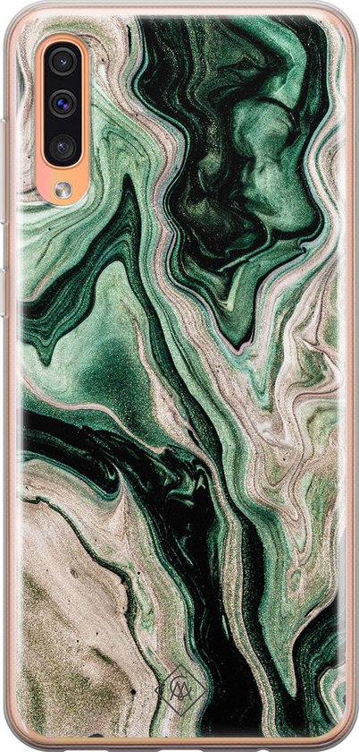 Casimoda® hoesje - Geschikt voor Samsung A50/A30s - Groen marmer / Marble - Backcover - Siliconen/TPU - Groen