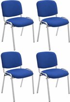 CLP Ken Set van 4 stoelen - Chroom - Stof blauw