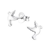 Joy|S - Zilveren vogel oorbellen - 6 x 7 mm - oorknoppen