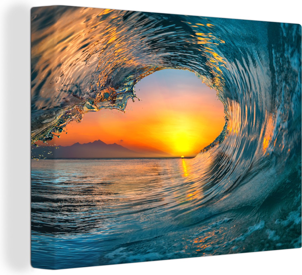 Toile Murale Rectangulaire Motif Lever Du Soleil Vague Soleil Bohème Abstrait Lignes Esthétiques Dessins Artistiques Marron Jaune Toile Décoration à Suspendre Imperméable Chambre Chambre Cuisine Salle