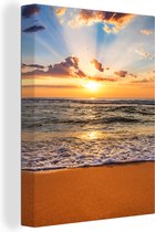 OneMillionCanvasses - Canvas - Zonsondergang - Strand - Zee - Wolken - Schilderijen op canvas - Foto op canvas - 90x120 cm - Wanddecoratie - Slaapkamer