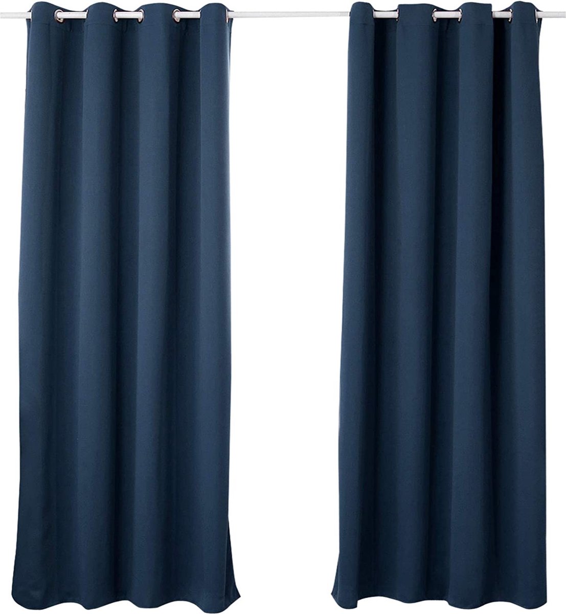 Furnibella - Gordijnen Verduisterend en thermisch voor Slaapkamer,Decoratieve Verduisteringsgordijn 135x225cm met oogjes,Donkerblauw VH5878dbl-2