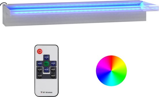 vidaXL - Watervaloverlaat - met - RGB - LED's - 60 - cm - roestvrij - staal