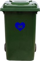 Autocollant Kliko / Autocollant poubelle - Coeur - Numéro 36 - 18,5x16,5 - Blauw