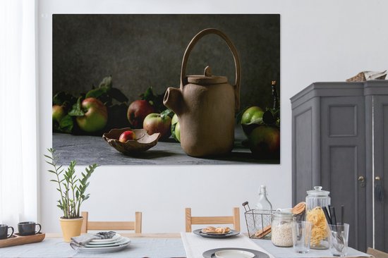 Toile Peinture Théière - Thee - Nature Morte - 150x100 cm - Décoration murale