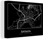 Canvas Schilderij Plattegrond - Kaart - Antalya - Stadskaart - 80x60 cm - Wanddecoratie