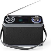 Nedis DAB+ Radio - Tafelmodel - DAB+ / FM - 2.4 " - Kleurenscherm - Batterij Gevoed / Netvoeding - Digitaal - 24 W - Bluetooth - Koptelefoonoutput - Wekker - Slaaptimer - Handgreep - Zwart